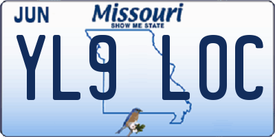 MO license plate YL9L0C