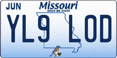 MO license plate YL9L0D
