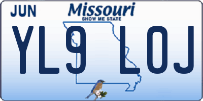 MO license plate YL9L0J