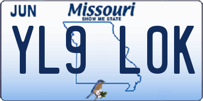MO license plate YL9L0K