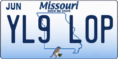 MO license plate YL9L0P