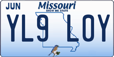 MO license plate YL9L0Y