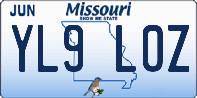 MO license plate YL9L0Z