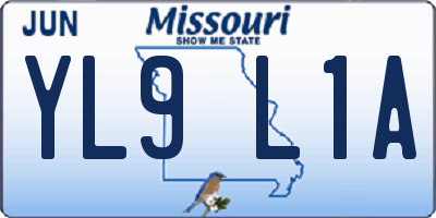 MO license plate YL9L1A