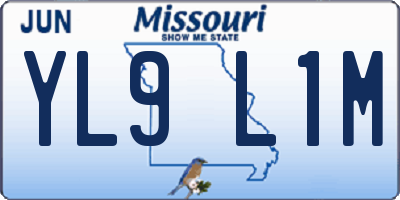 MO license plate YL9L1M