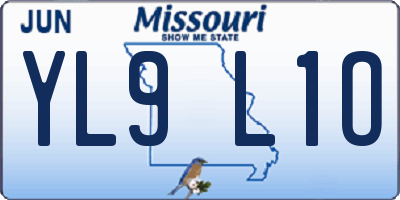 MO license plate YL9L1O