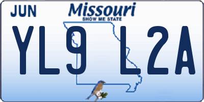 MO license plate YL9L2A