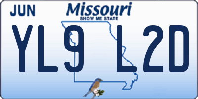MO license plate YL9L2D