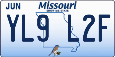 MO license plate YL9L2F