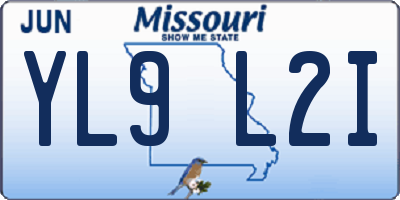 MO license plate YL9L2I