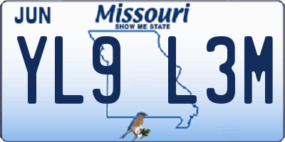 MO license plate YL9L3M