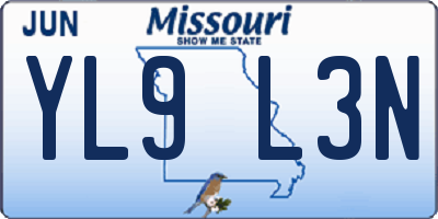 MO license plate YL9L3N