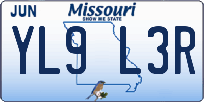 MO license plate YL9L3R