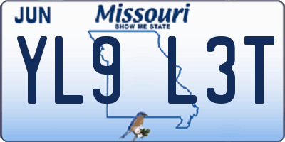 MO license plate YL9L3T