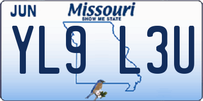 MO license plate YL9L3U