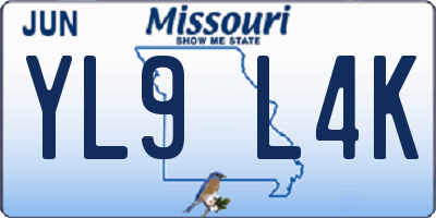 MO license plate YL9L4K