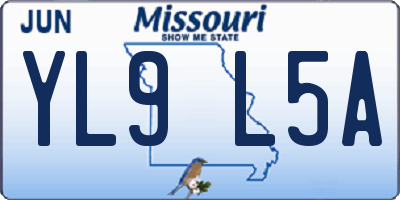 MO license plate YL9L5A