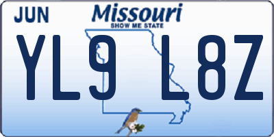 MO license plate YL9L8Z