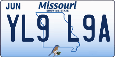 MO license plate YL9L9A