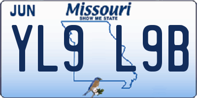 MO license plate YL9L9B