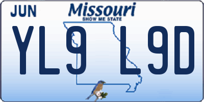 MO license plate YL9L9D