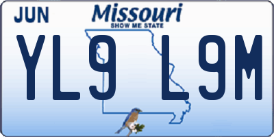 MO license plate YL9L9M
