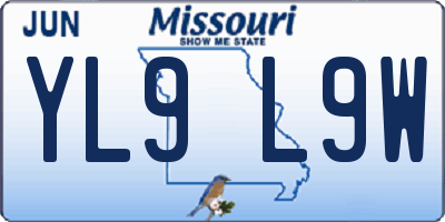 MO license plate YL9L9W