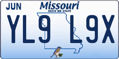 MO license plate YL9L9X