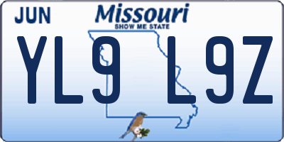 MO license plate YL9L9Z