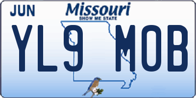 MO license plate YL9M0B