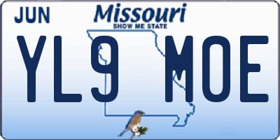 MO license plate YL9M0E