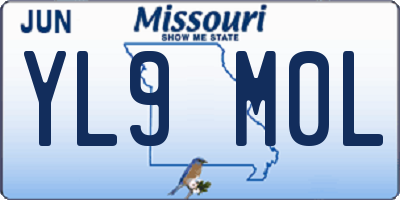 MO license plate YL9M0L