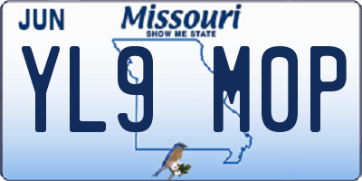 MO license plate YL9M0P