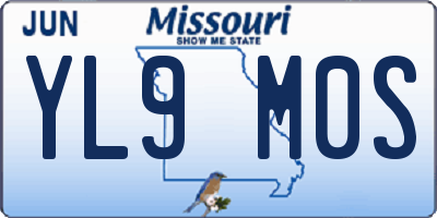 MO license plate YL9M0S