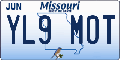 MO license plate YL9M0T