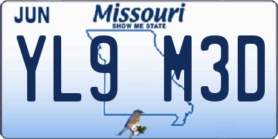 MO license plate YL9M3D