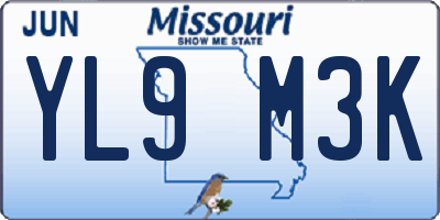 MO license plate YL9M3K
