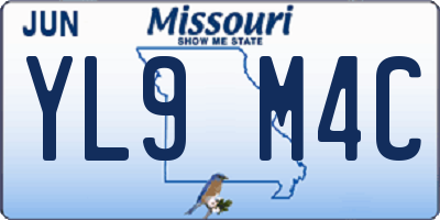 MO license plate YL9M4C