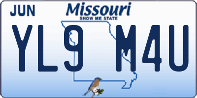 MO license plate YL9M4U
