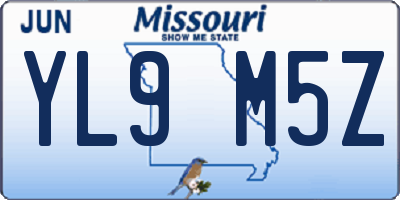 MO license plate YL9M5Z