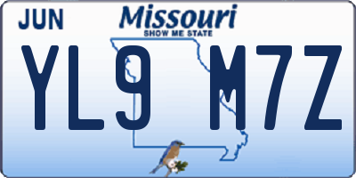 MO license plate YL9M7Z