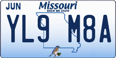MO license plate YL9M8A