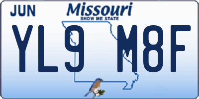 MO license plate YL9M8F