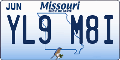 MO license plate YL9M8I