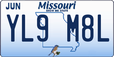 MO license plate YL9M8L