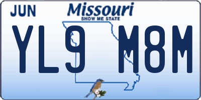 MO license plate YL9M8M