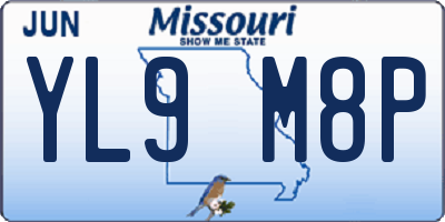 MO license plate YL9M8P