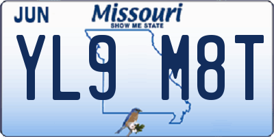 MO license plate YL9M8T