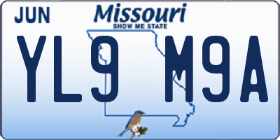 MO license plate YL9M9A