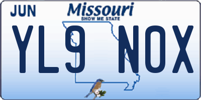 MO license plate YL9N0X